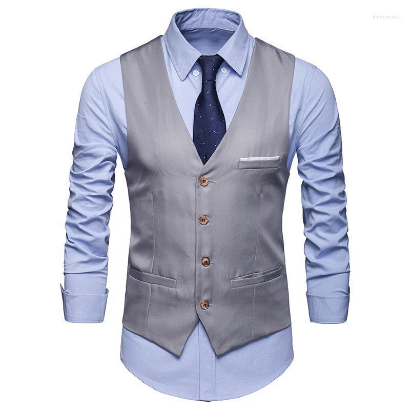 

Men's Vests Smart Casual Tops Men Formal Suit Sleeveless Vest Slim Wedding Party Business Wear 2022 Kare22, Black