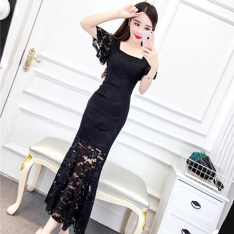 

Ethnic Clothing China Style Traditional Cheongsam Yellow Female Cicpao Dress Vintage Black Elegant Women's Lace Modern Qipao Party Evening