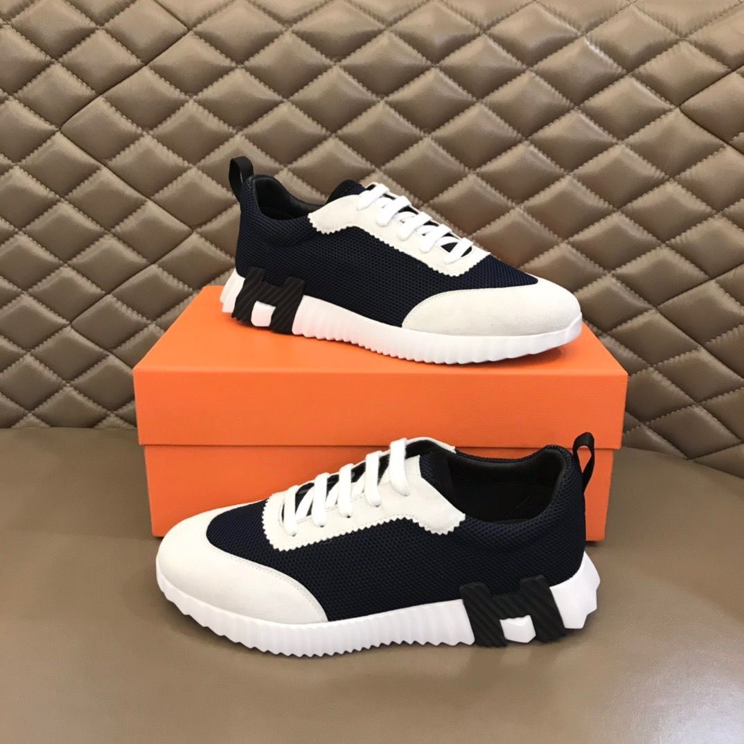 

Fashion designer shoes Bouncing bounce sneaker Antiskid Light sole flat platform casual H Athletic Shoe canvas suede design Runner sneakers 38-44
