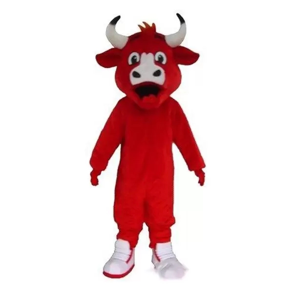 

High quality red cow Mascot Costumes Halloween Fancy Party Dress Cartoon Character Carnival Xmas Easter Advertising Birthday Party Costume Outfit, As pic