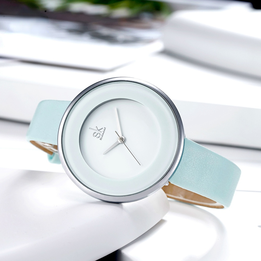 

Brand Women Luxury Watches Female White Leather Wristwatch Mixmatch Dress Quartz Clock Ultra Thin 2022, Blue