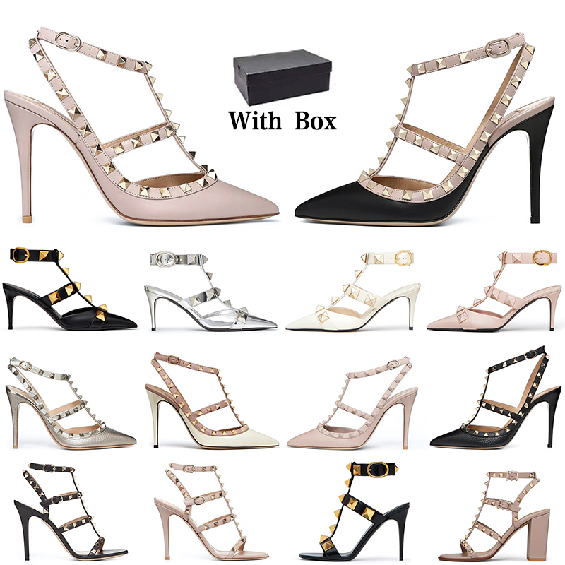 Avec box Designer Dress Chaussures Femmes baskets Pump Pump High Heels Patent Cuir Metallic Gold Black Womens Sandals Trainers Party Mariage Sand