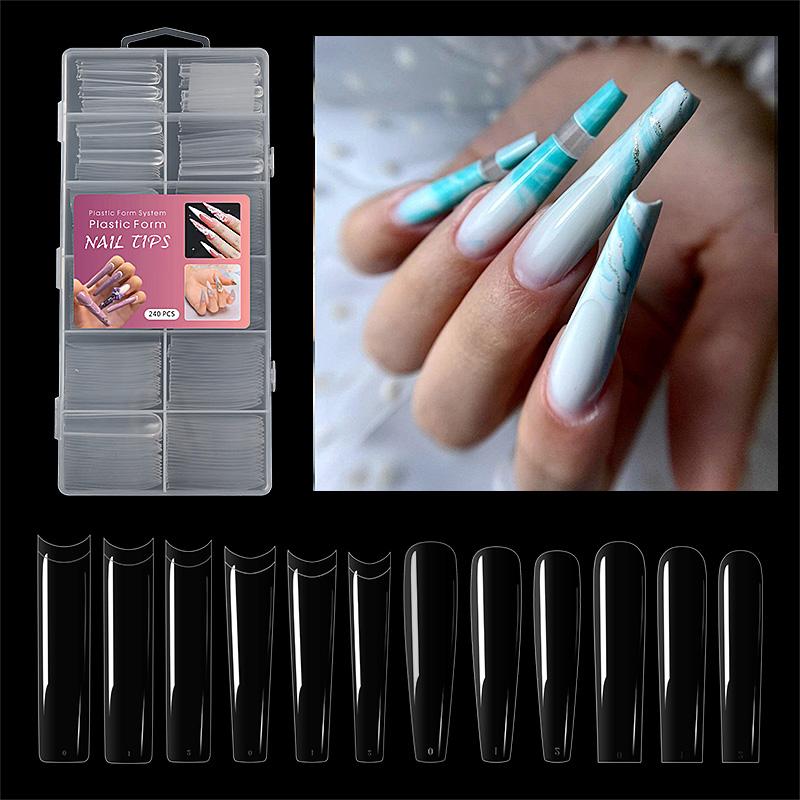 

False Nails No Crease Super Long Stiletto Nail Art Tips French Half / Full Cover Manicure Acrylic Artificial Fake TipsFalse, No.2