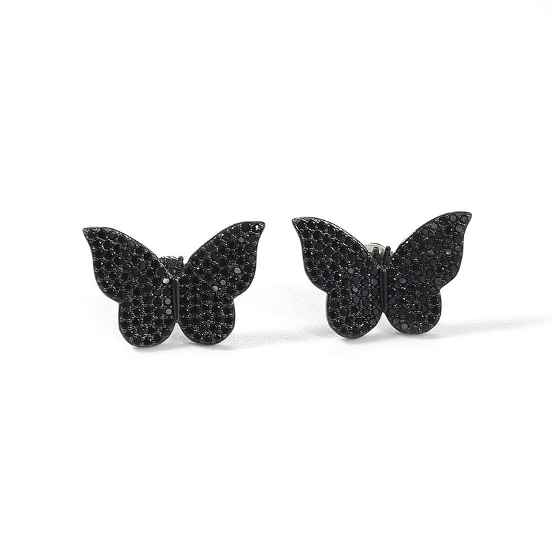 

Mens Stud Earrings Silver Womens Butterfly Earring Fashion Hip Hop Jewelry