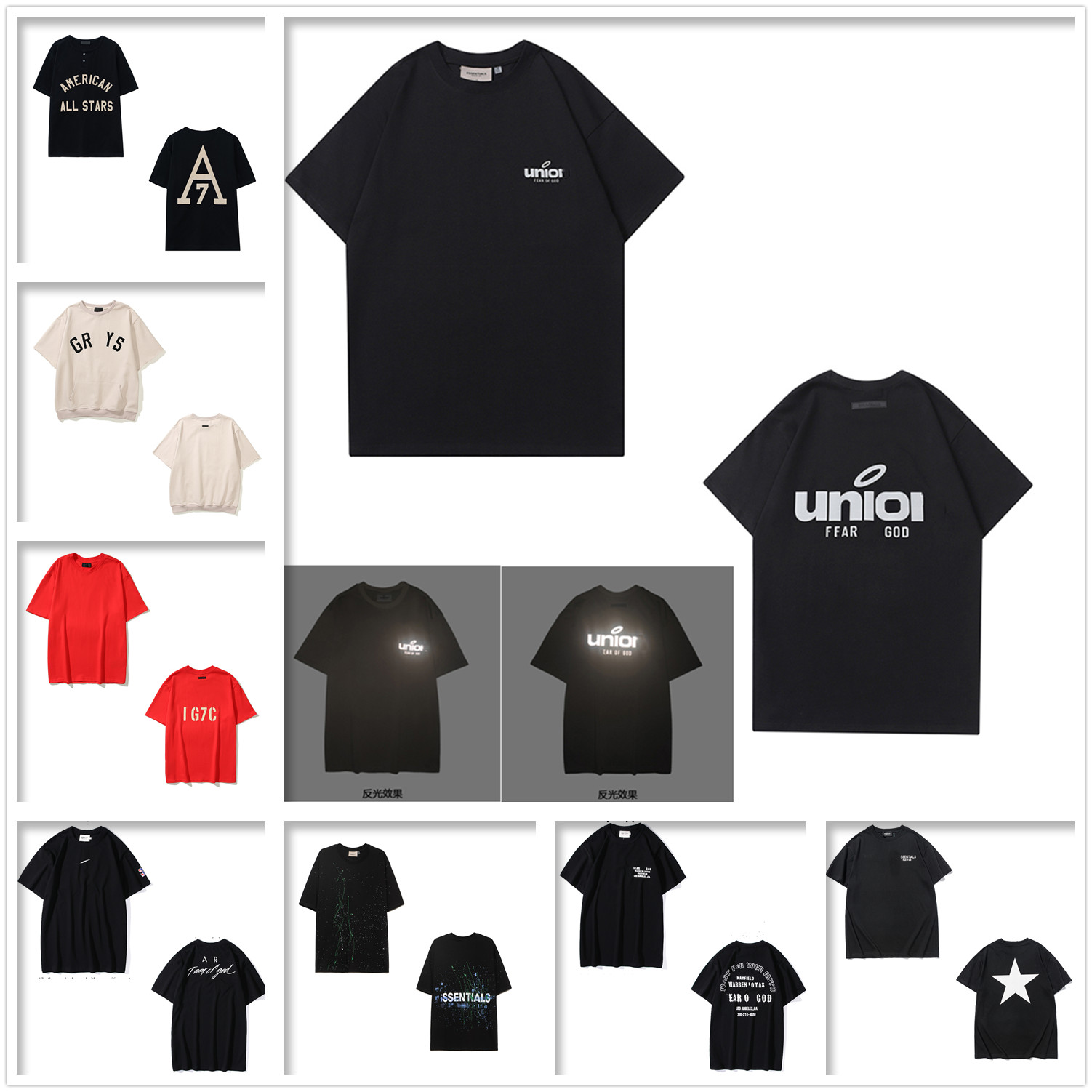 

Men laser t shirt Tech Fleeces reflective women T-Shirts three-dimensional silicone letters short sleeve high street tide brand loose Season 7 Celebrity Style C02, 1pcs button