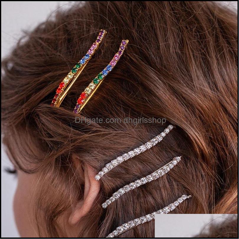 

Hair Clips Barrettes Jewelry New 1 Pair Vintage Colorf Shiny Rhinestone Womens Wavy Pin Wedding Hairpin Dia Dhsoa