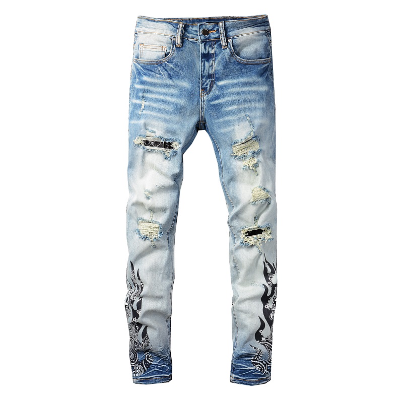 Jeans pour hommes jeans de designer pour hommes moto rip flare jean vrai hip hop denim pant rock skinny slim hole déchirure lettre revival star n