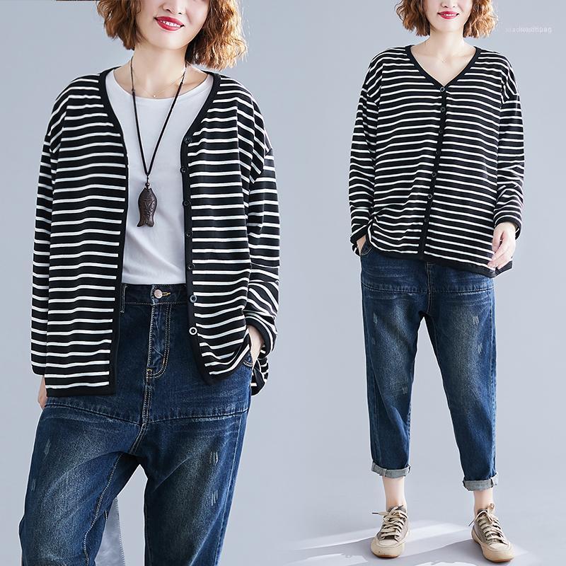 

SIZE Spring Autumn Women Fashion Elegant Stripe Bolero Tops Ladies Female Plus Large Cotton Outerwear Cardigan Jacket Coat1, Black;brown