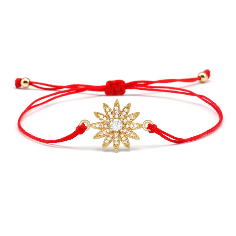 

Charm Bracelets CZ Unique Dainty Delicate Flower Bangle Braided Rope Sun Bracelet Party Gifts Elegant Plant Accessories Woman Jewelry