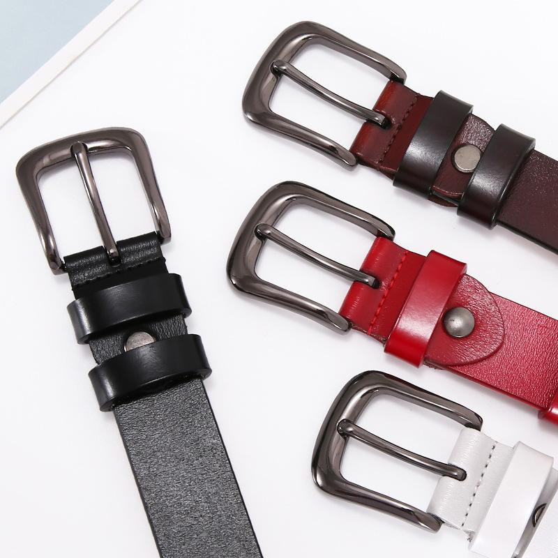 

Belts Women Real Cow Genuine Leather Belt Jeans For Fashion Designer Waist Female Ceinture Femmes Width 2.8cm, Red
