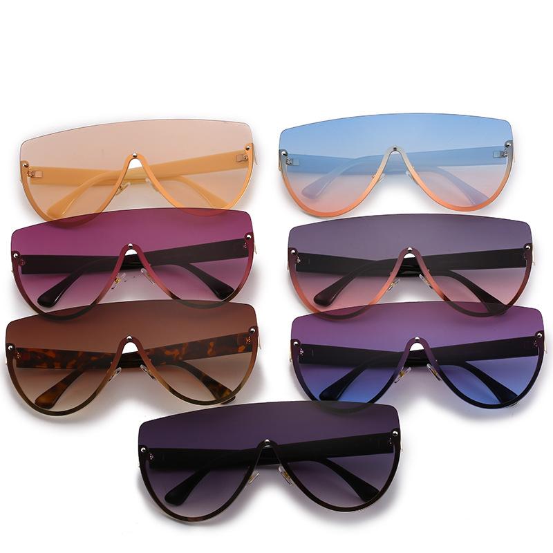 

Sunglasses Luxury Retro Half Frame Oversized Flat Top Gradient One Piece Lens Women Tinted UV Protectoin Shades Sun Glasses