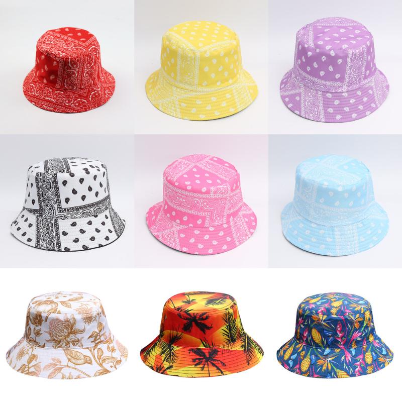 

Berets Fashion Vintage Cashew Print Bucket Hats Reversible Bob Chapeau Femme Hip Hop Caps Gorro Men Fisherman HatBerets, White