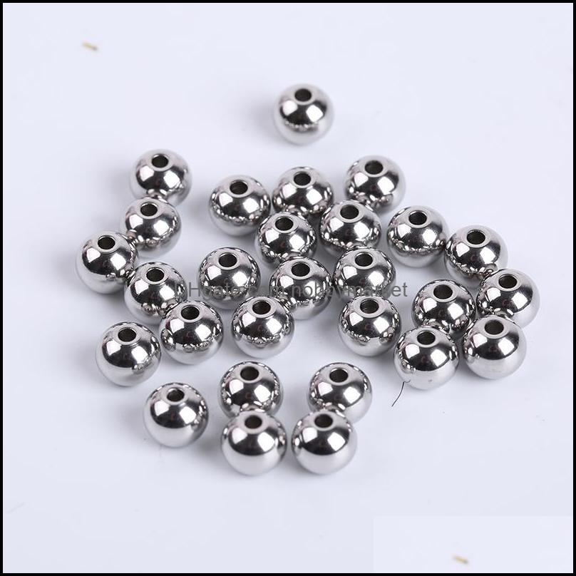 

30-100Pcs/Lot Stainless Steel Bracelet Big Hole Beads Diy Handicraft Accessories Findings Loose Spacer For Jewelry Making Drop Delivery 2021