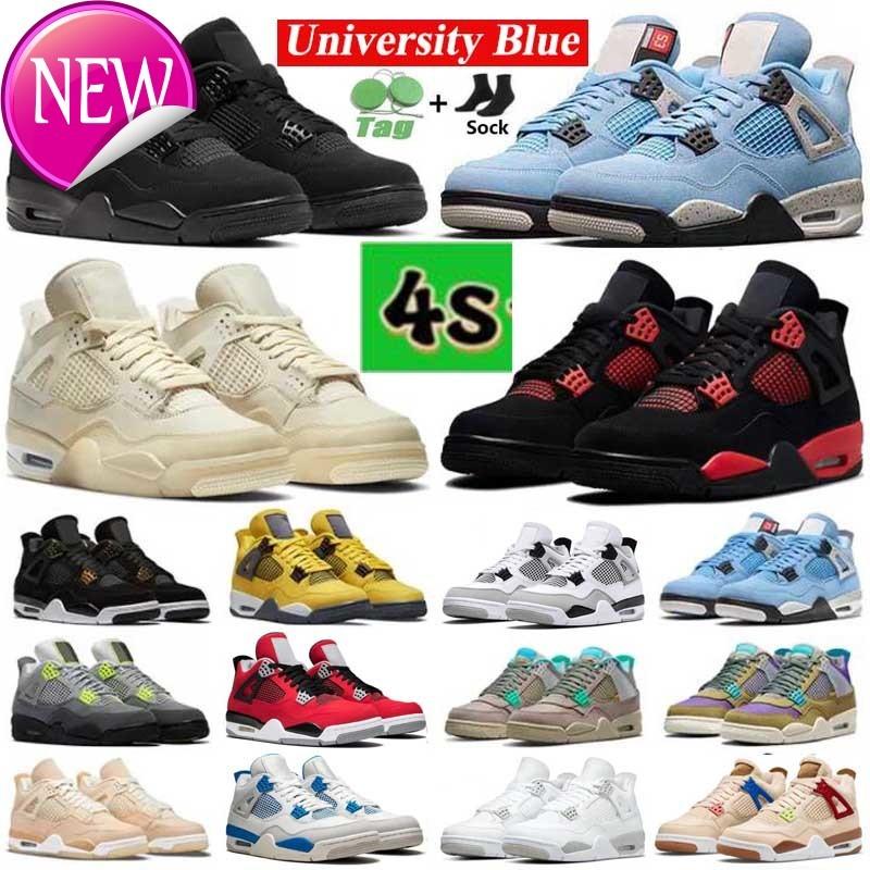 

Top Basketball Shoes Jumpman 4 Og 4s Mens University Blue Sail Red Thunder Black Cat Shimmer White Oreo Infrared Desert Moss Men Women k, 12