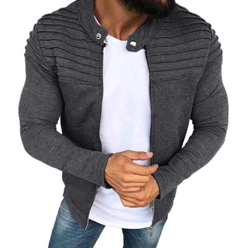 Men's Jackets Autumn Winter Mens Jacket Fashion Man Zipper Slim Collar Tops Long Sleeve Motorcycle Coats Outerwear Hommes