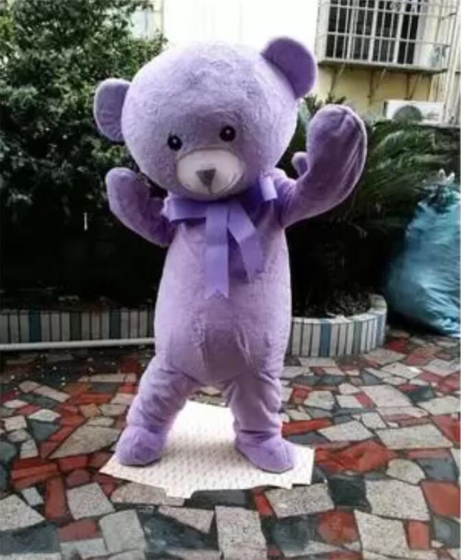 

akes teddy bear mascot animal costume purple lavender mascot bear, As pic