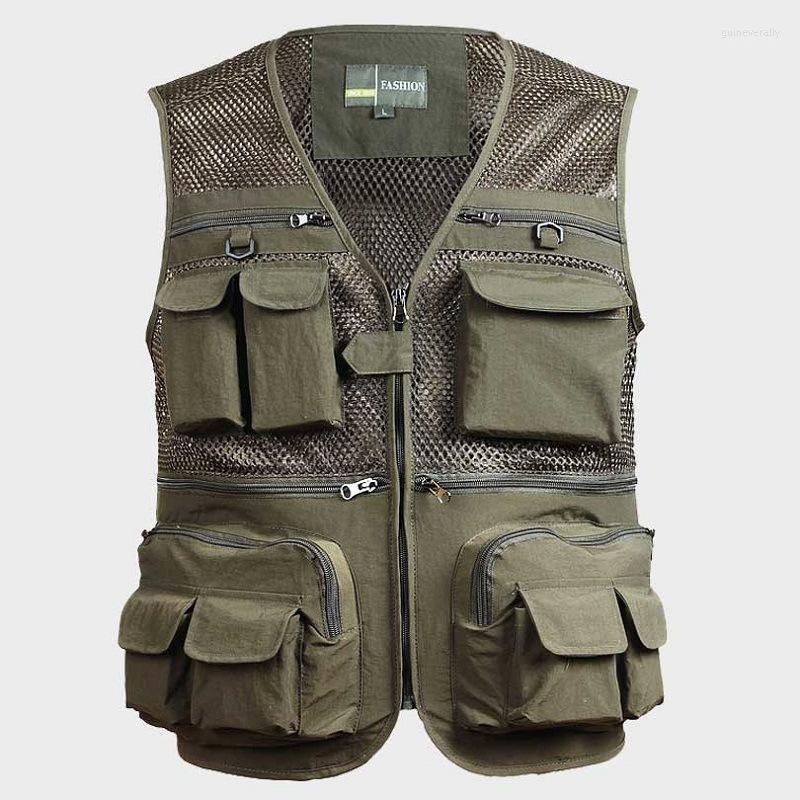 

Men's Summer Pro Journalist Pographer Studio Work Multifunctional Vest Tactical Coat Fashion Mesh Sleeveless Jacket Guin22, 03light green