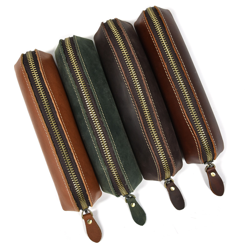 Leather Pen Bag Student Stationery Bag Leather Handmade Pen Cover Cowhide Stationery Bag 1222645-image-786942419