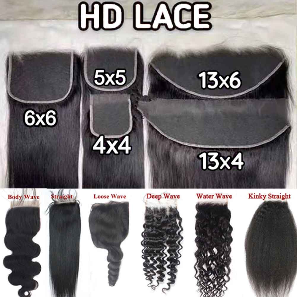 

Wholesale 10pcs/lot HD Transaparent Lace Closure Straight Human Hair 13*4 4*4 5*5 13*6 inch Laces Top Closures Frontal 10"-22"