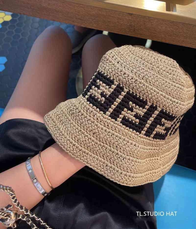 

Fashion New21 Early Autumn Manual Ff Letter Embroidery All Cotton Knitted Fisherman's Leisure Basin Fishing Hat, 128