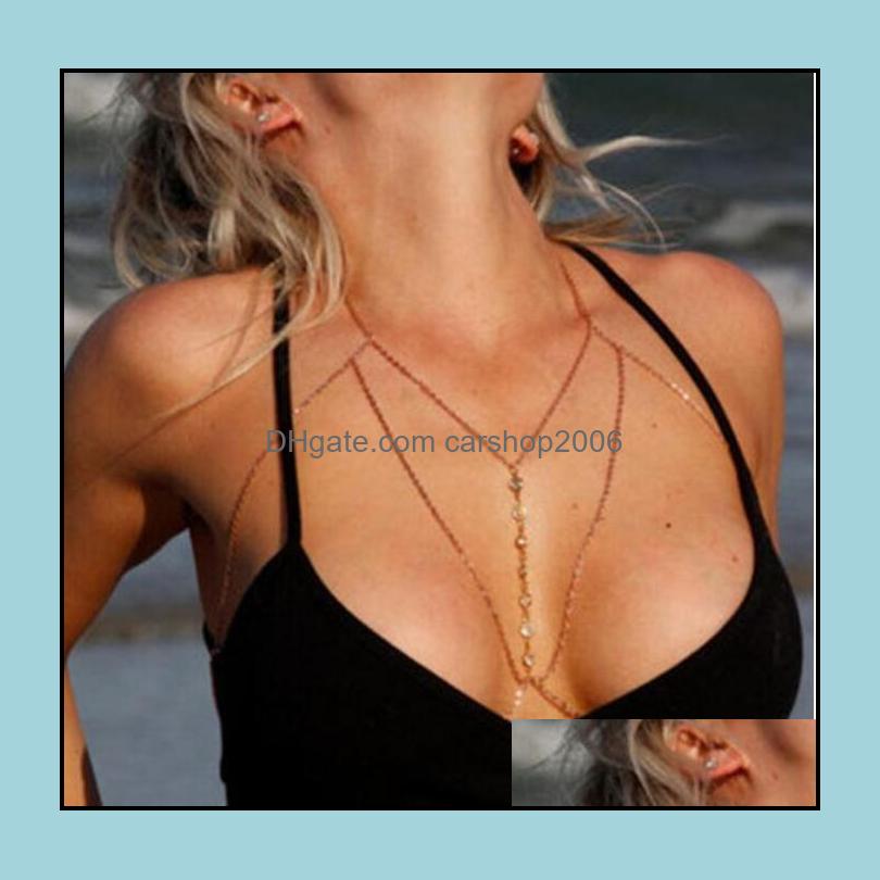 

Belly Chains Body Jewelry Necklace Fashion Sexy Bikini Beach Crystal Bra Chain For Women Drop Delivery 2021 Runhv