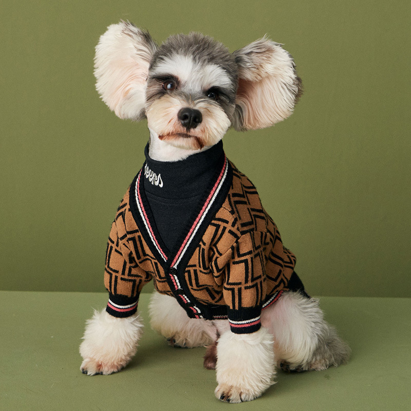 

Autumn Winter Puppy Sweaters Small Medium Sized Dog Sweatshirts 2 Piece Set Cat Dogs Outerwears, As pic