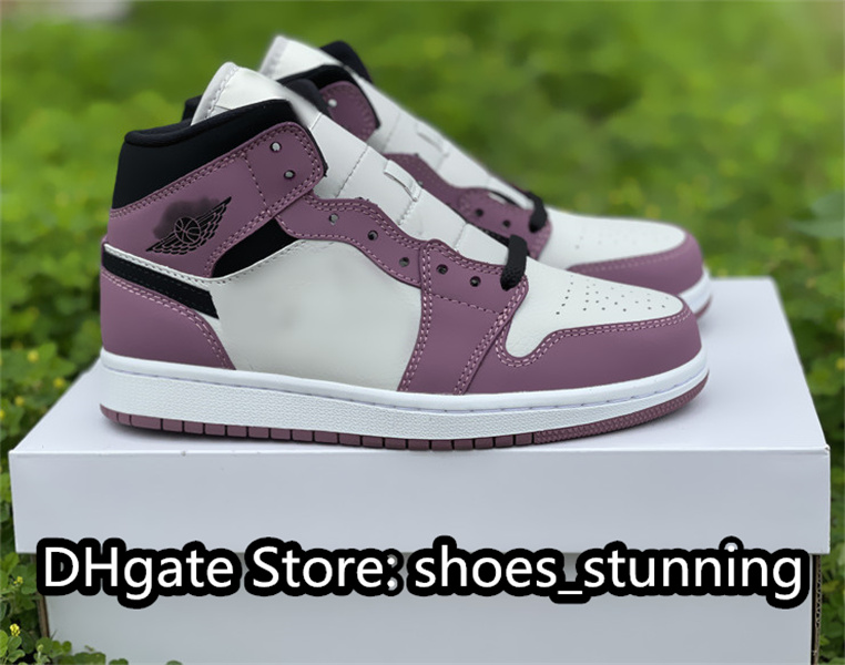 

Top Quality Basketball Shoes Womens Jumpman 1 Mid WMNS Berry Pink Mid Light Mulberry Black Cultural Sneakers Outdoor Trainers WITH SHOEBox 36-47