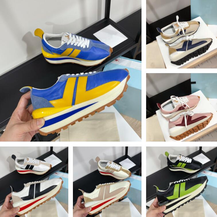 

top quality Casual Shoes Designer Luxury Bumper Low-top Sneakers Chunky Rubber Sole Leather Suede Sports Shoe, Colour 19