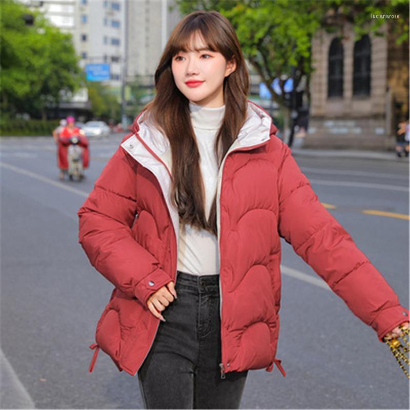 

Women's Down & Parkas Casual Cotton-Padded Coat Women Loose Zipper Korean Hooded Parka 2022 Winter Thick Outwear Yellow Green Warm Feminino, Beige