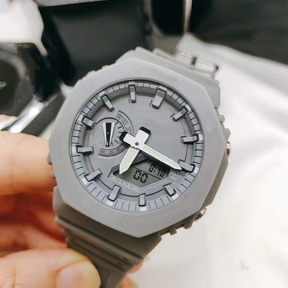 

Men's Sports Quartz Digital 2100 Watch Full-featured Waterproof World Time LED Display PU Band Gray2957