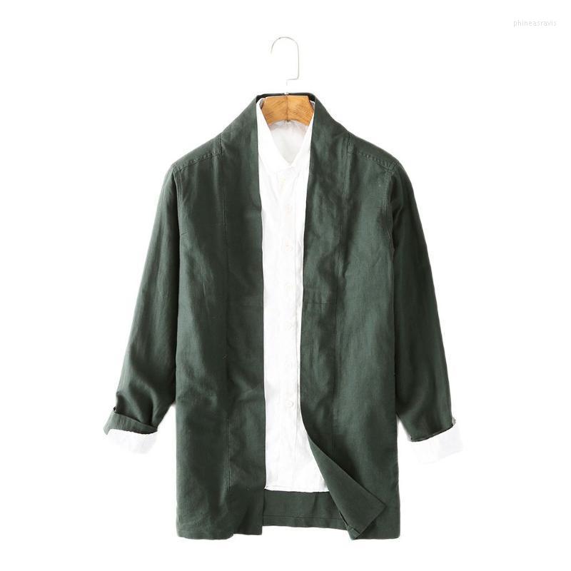 

Men' Vests Summer Casual Men' Linen Shirt Retro Trench Coat -2XLMen' Phin22