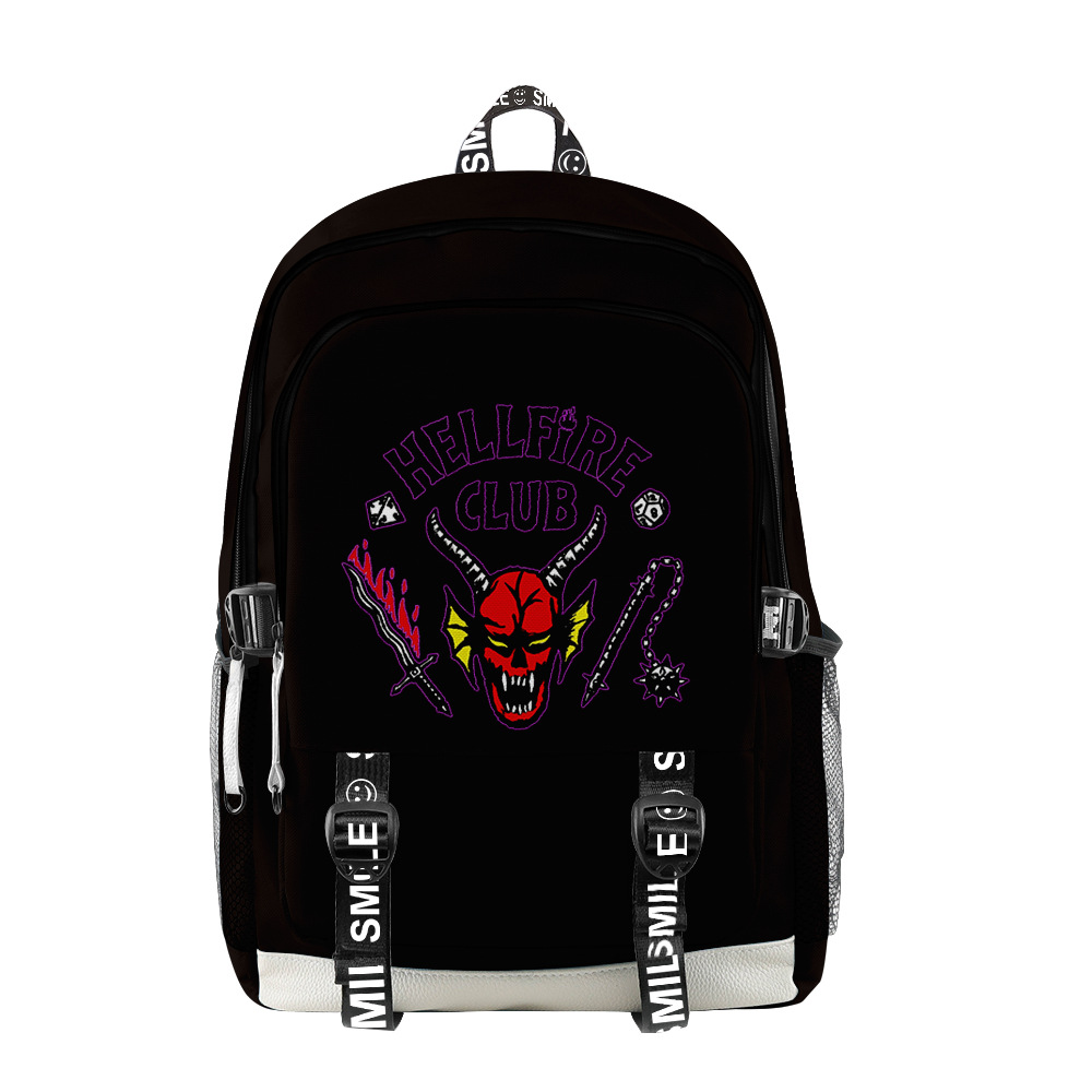 

Stranger Things Merch Backpack Kids Boys Girls stranger thing Hellfire Club SchoolBag Oxford Sports Laptop Bag, 07