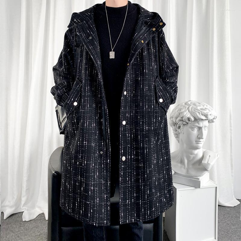 

Men's Trench Coats Coat Men Fashion Overcoat Casual Slim Fit Windbreaker Solid Long Male Autumn Homme Pocket Viol22, Khaki