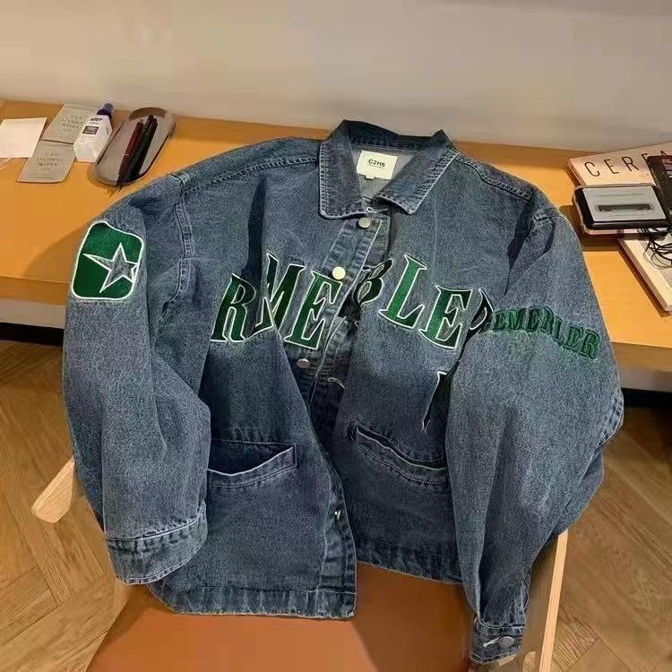 

Women's Jackets Fo Women 2022 Spring Fashion Jeans Jacket Denim Full Sleeve Loose Button Wild LeisureWomen's, Color