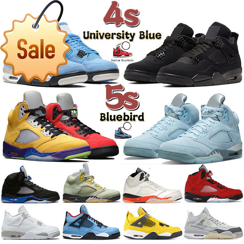 

Topest Quality Jordons 4 4s 5 5s Men Boys Basketball Shoes University Blue White Oreo Bluebird Black Cat What The Racer Blue Shattered O, 30 raging red