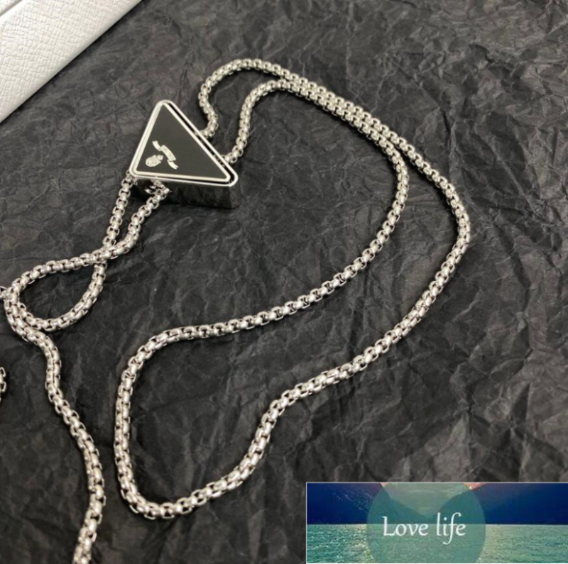 

New Inverted Triangle Metal Label Pendant Necklace personalized Adjustable Long and Short Chain Long 53cm Keychain Simple Necklaces