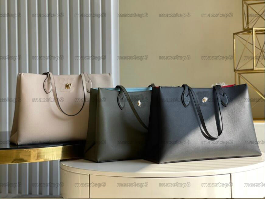 

LOCKME SHOPPER Tote Large Capacity Handle Bag Iconic Initials Lock Plain Soft Calfskin Shoulder Bag Unisex Designer Luxurys Handbag