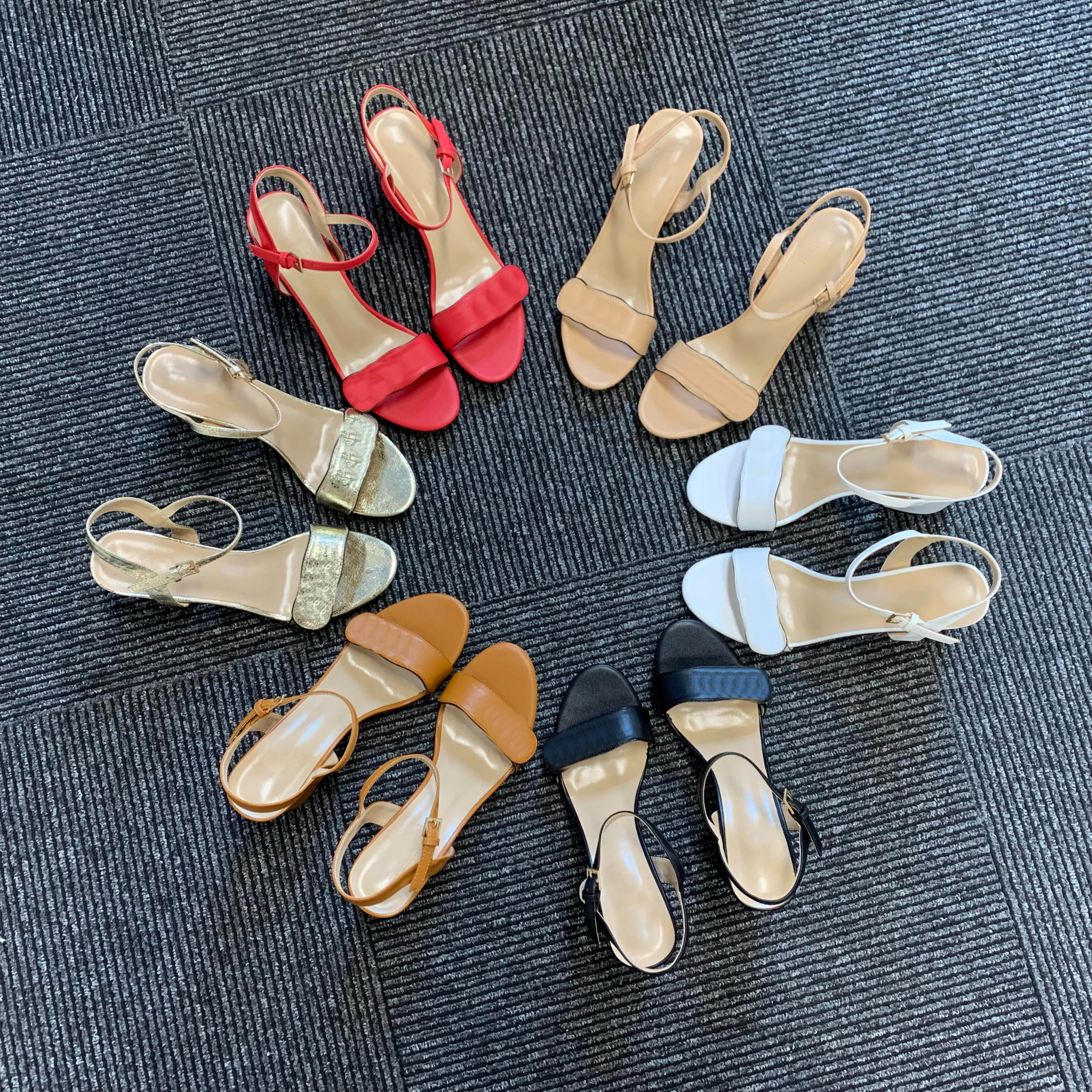 

Luxury Classic High Heels Leather Slippers Sandals Suede Designer Mid Heel Women Sandals Summer Sexy Sandal With Box Size 34-42