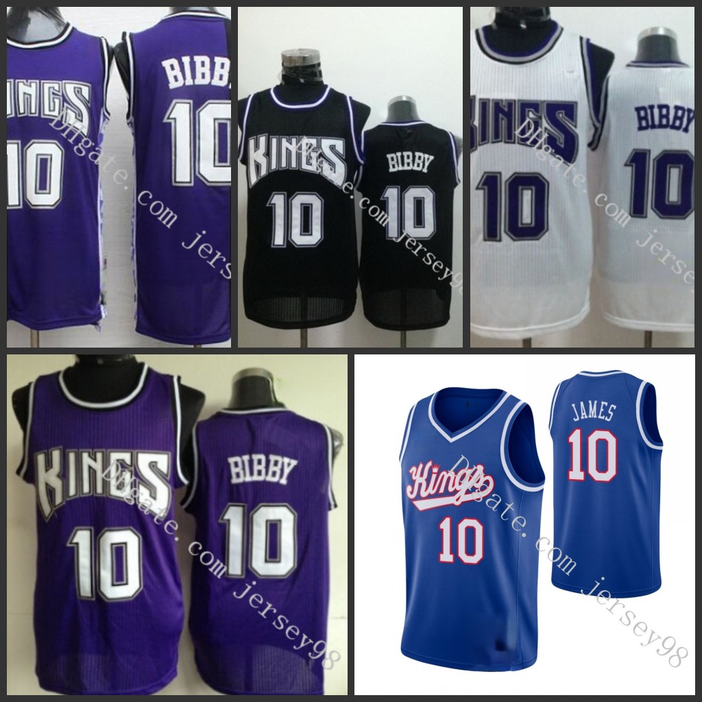 

Sacramento''Kings''Black #10''Mike Bibby Ja mes''retro Basketball''Jersey