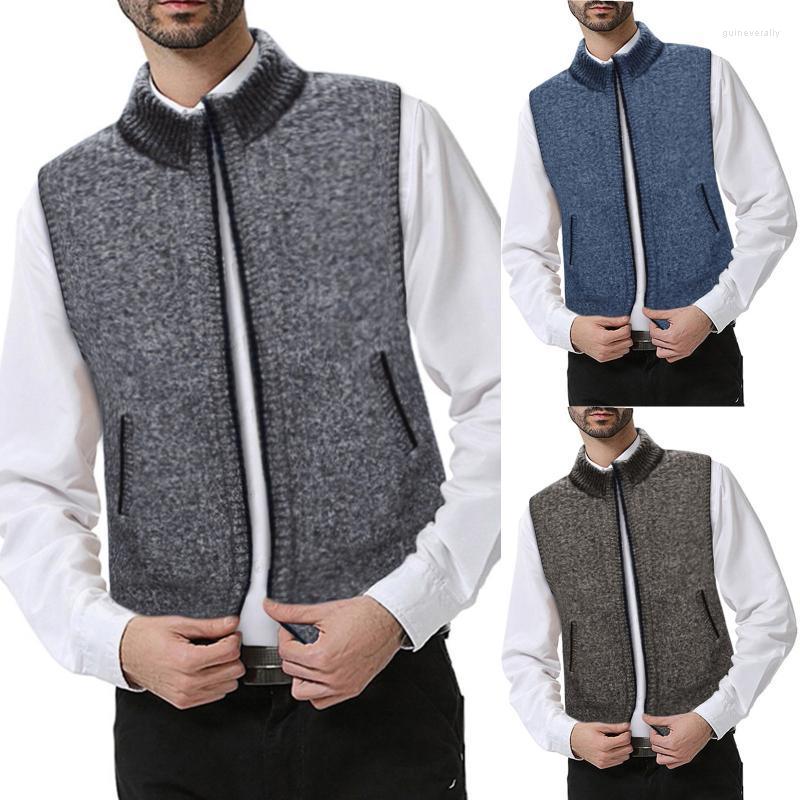 

Men's Vests Style For Men Autumn Winter Solid Color Fleeced Warm Cardigan Vest Tops Outerwear Male Outfits Waistcoat Streetwear Guin22, Blue