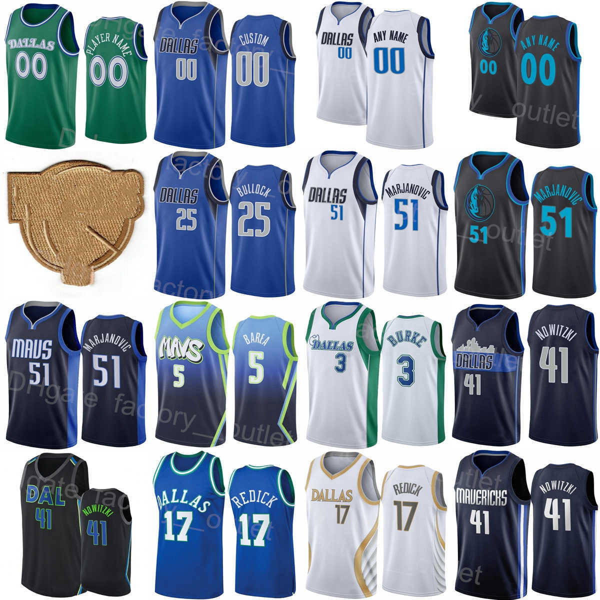 The Finals Men Kids Women Printed Basketball Reggie Bullock Jersey 25 Trey Burke 3 Dirk Nowitzki 41 Maxi Kleber 42 Boban Marjanovic 51 Brandon Kn-image-766597497