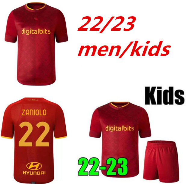 

22 23 SOCCER JERSEYS ROMA home final Pastore Pellegrini Abraham 2022 2023 totti Zaniolo DZEKO MANCINI KUMBULLA men and kids kit FOOTBALL EL SHAARAWY Uniform rome 999, Blue