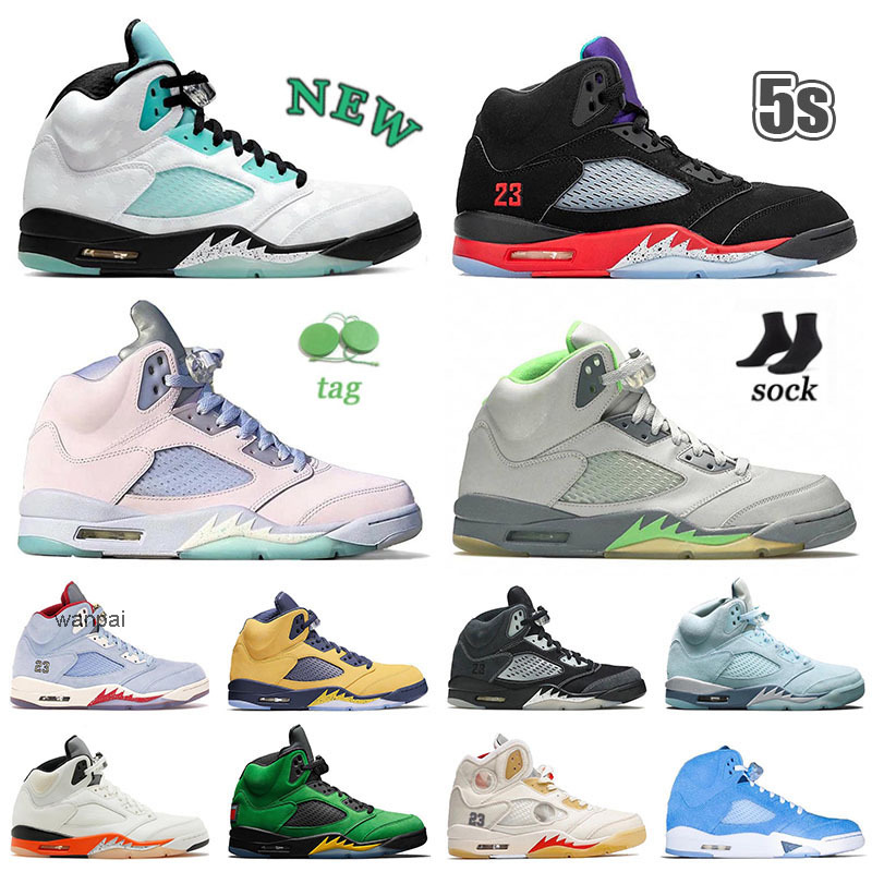 

High Quality 2022 mens Jumpman 5 5s Basketball Shoes Fashin Vintage Man's Woman's Outdoor Sport Sneakers New Shattered Backboard Concord, F40 40-47 with green