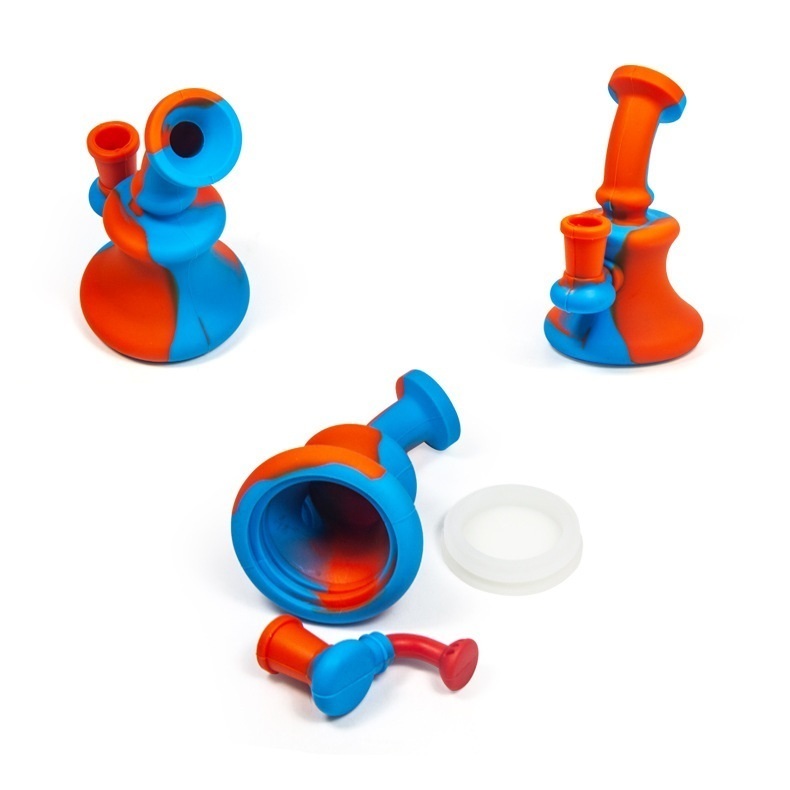 

Multicolor 5inches Silicone Bongs Portable Graffiti Pattern Smoking Water Pipes