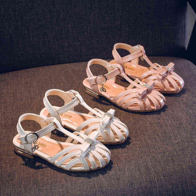 

Girls' Sandals for Kids Shoes Summer Children Little Girl Beach Shoes with Bow Princess Sandals Soft Sole Baby Shoes G220418, Beige