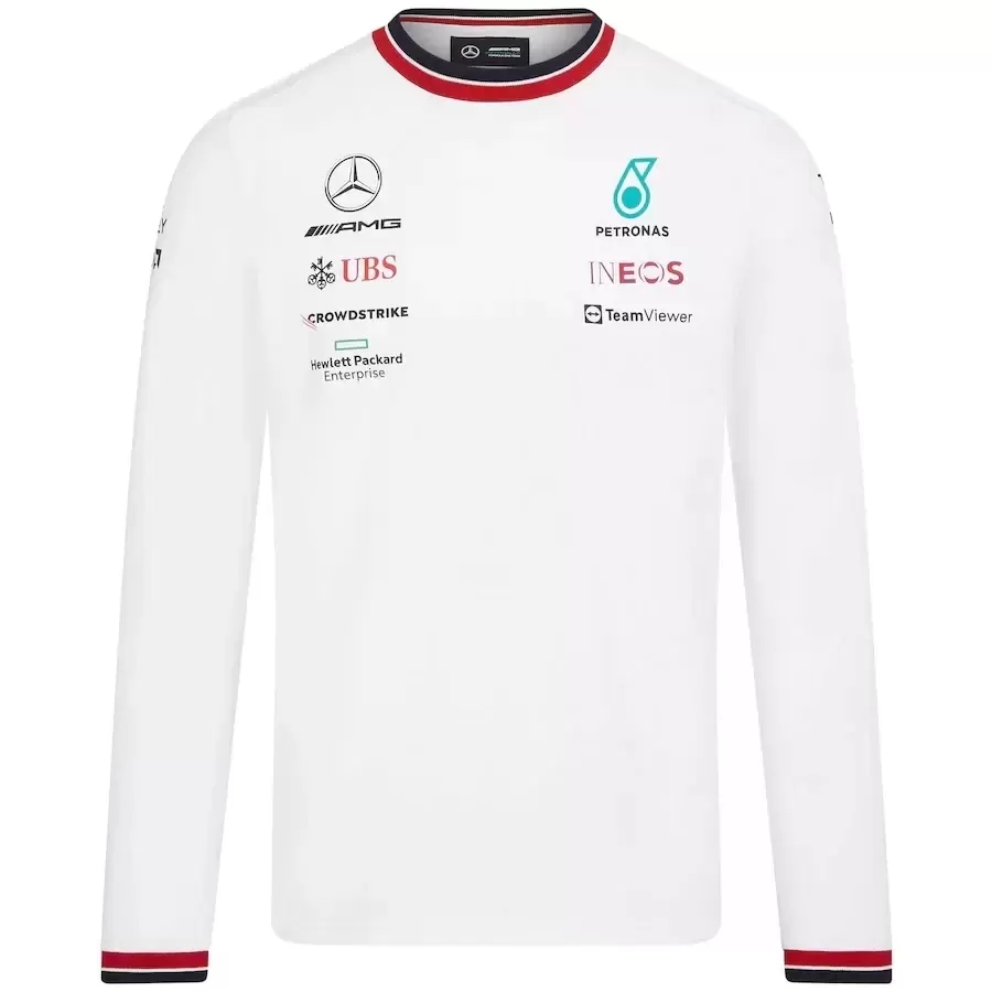 

Mercedes AMG Petronas F1 2022 Team Long Sleeved T-Shirt - White, F1 t-shirt