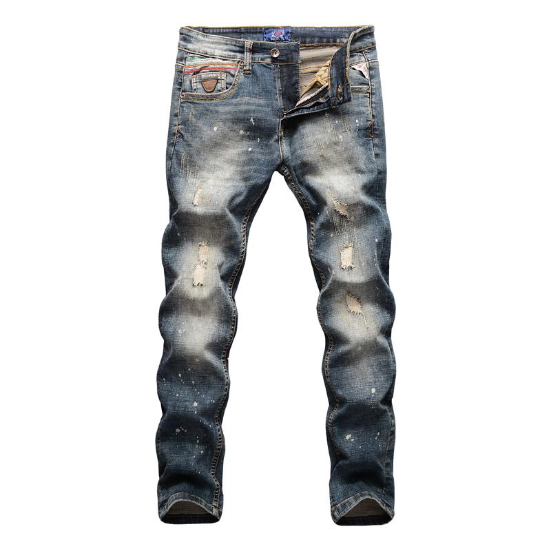 

Men's Jeans Brand Regular Minimalist Style Denim Overalls Mid WaistMen's Skinny Slim Fit Ripped Distressed Stretch PantsMen's, Blue