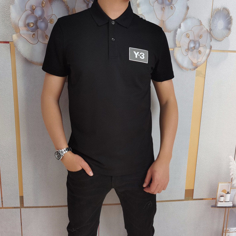 

Cotton Print Polo Shirt Men' Casual Loose Lapel y3 Short Sleeve T-Shirts, White