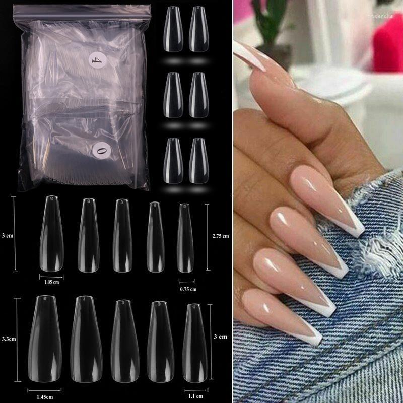 

False Nails 100/500pcs Fake Transparent White Long Coffin Shaped Ballerina Full Coverage Nail Tips DIY Art Accessories Prud22, 100pcs