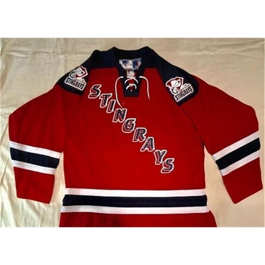 

MCustomize SOUTH CAROLINA STINGRAYS Hockey Jersey Embroidery Stitched or custom any name or number retro Jersey, Red